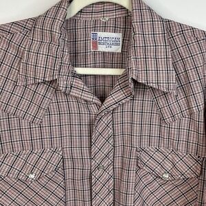 Vintage American Shirtmakers LTD Plaid Pearl Snap Western Shirt Mens 16 - 16 1/2